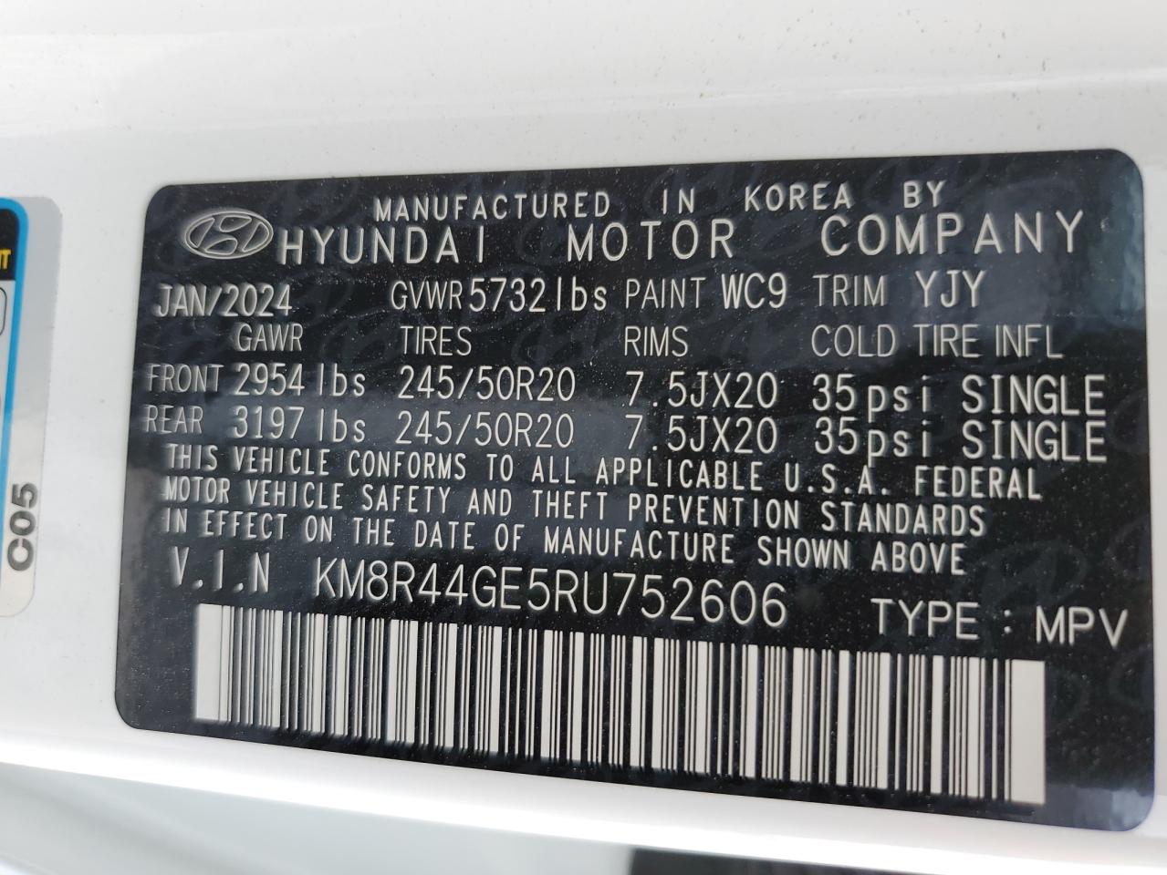 2024 Hyundai Palisade Sel Premium VIN: KM8R44GE5RU752606 Lot: 61742254