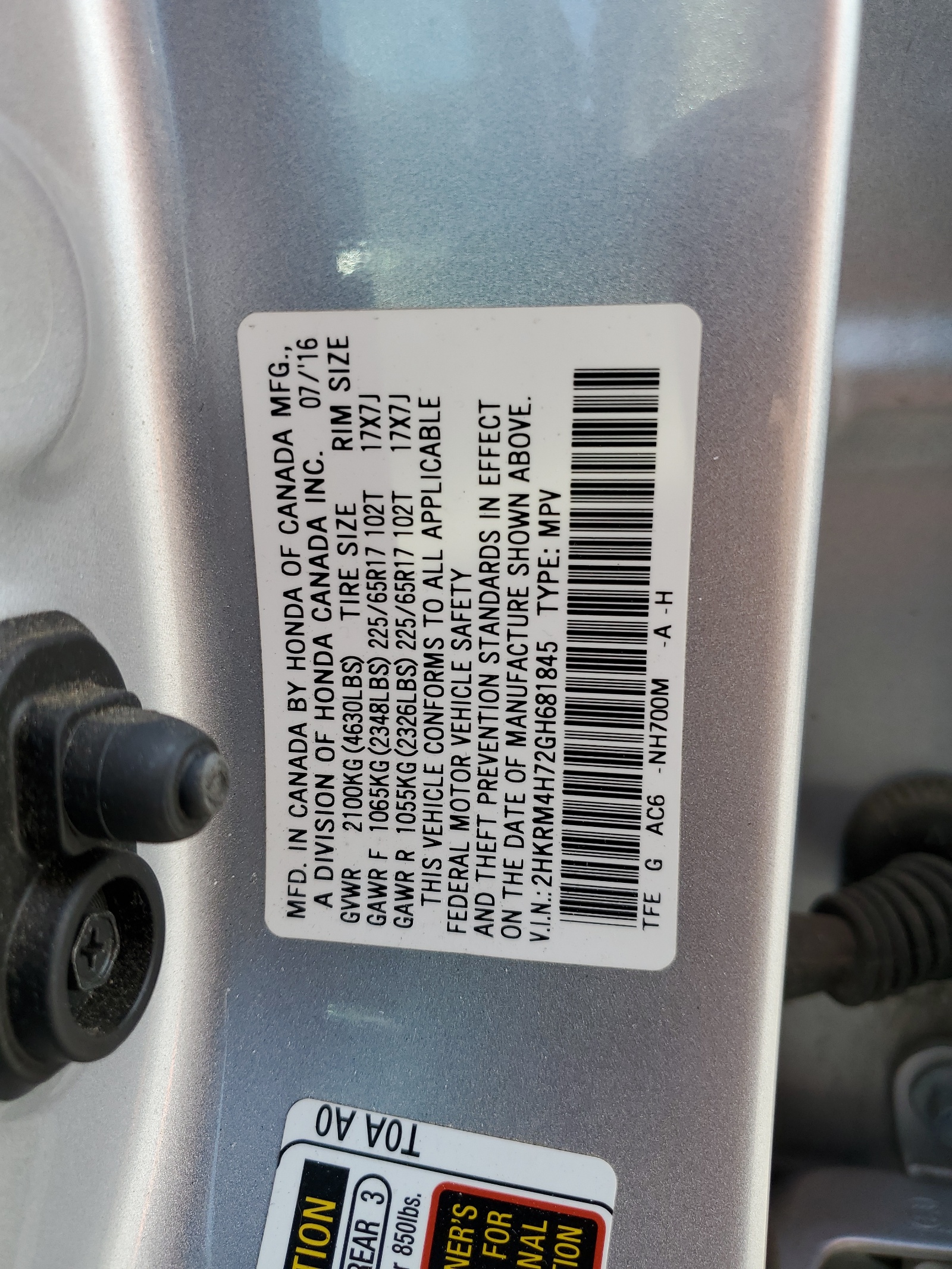 2HKRM4H72GH681845 2016 Honda Cr-V Exl