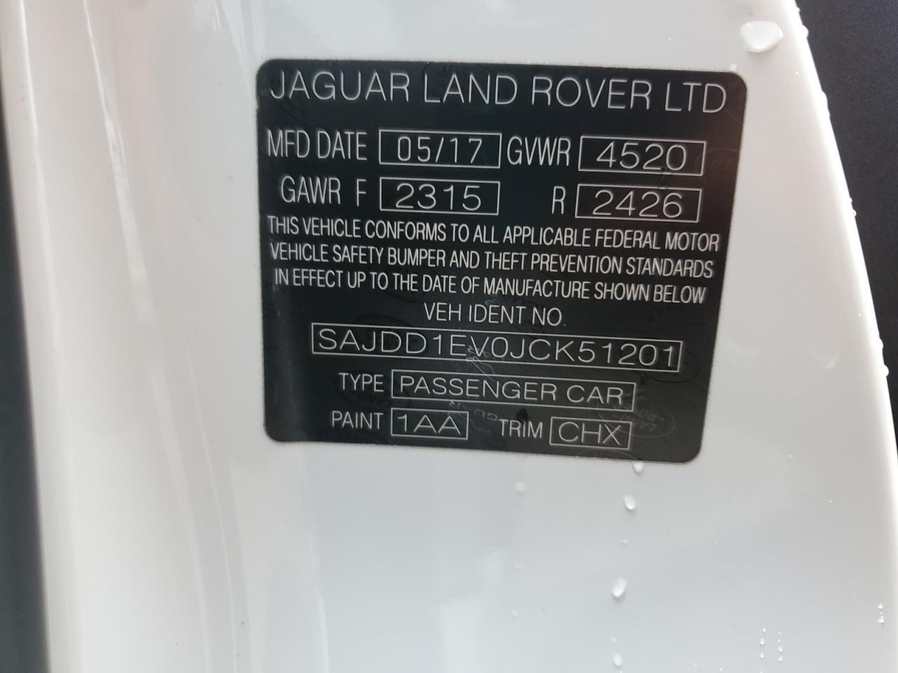 2018 Jaguar F-Type VIN: SAJDD1EV0JCK51201 Lot: 61931814