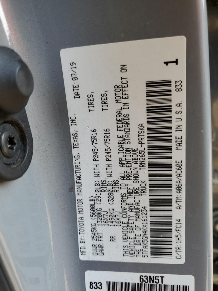 5TFAX5GN4KX161234 2019 Toyota Tacoma Double Cab