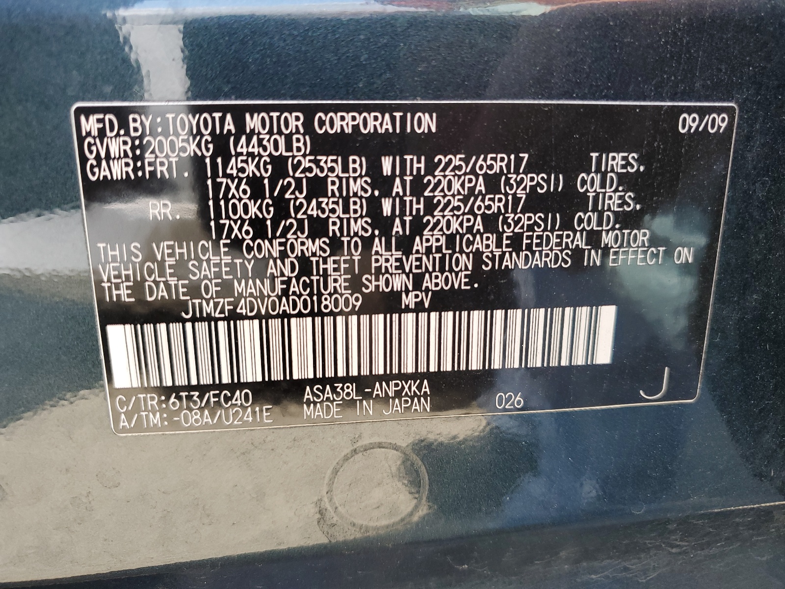 JTMZF4DV0AD018009 2010 Toyota Rav4