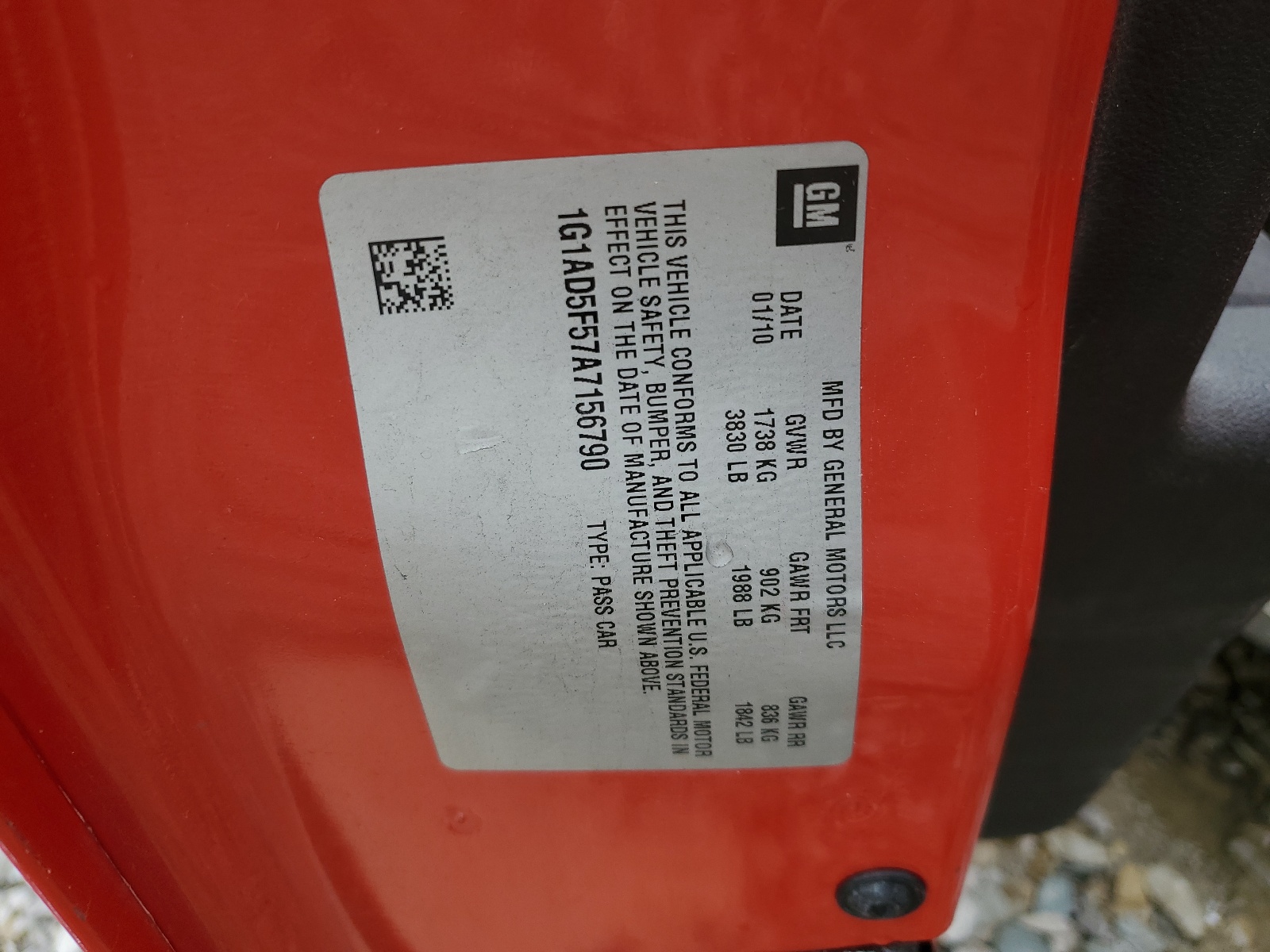 1G1AD5F57A7156790 2010 Chevrolet Cobalt 1Lt