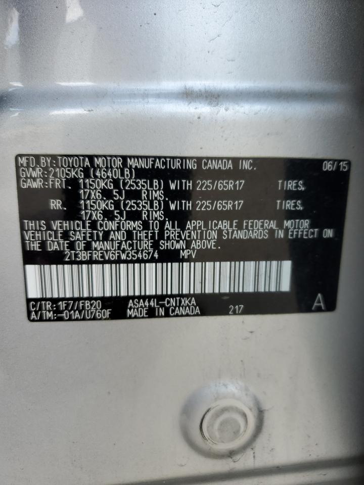 2015 Toyota Rav4 Le VIN: 2T3BFREV6FW354674 Lot: 64506914