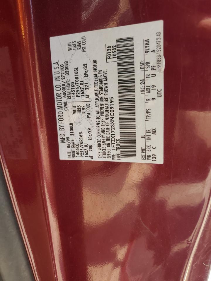 1999 Ford F150 VIN: 1FTZX1723XNC09195 Lot: 65464264