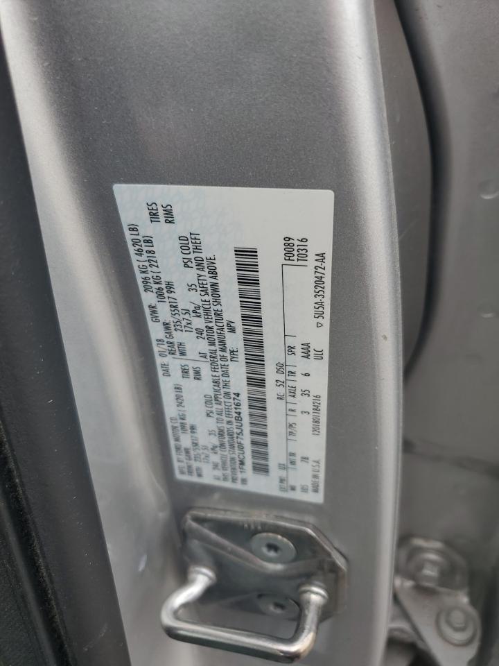 2018 Ford Escape S VIN: 1FMCU0F75JUB41674 Lot: 63640634