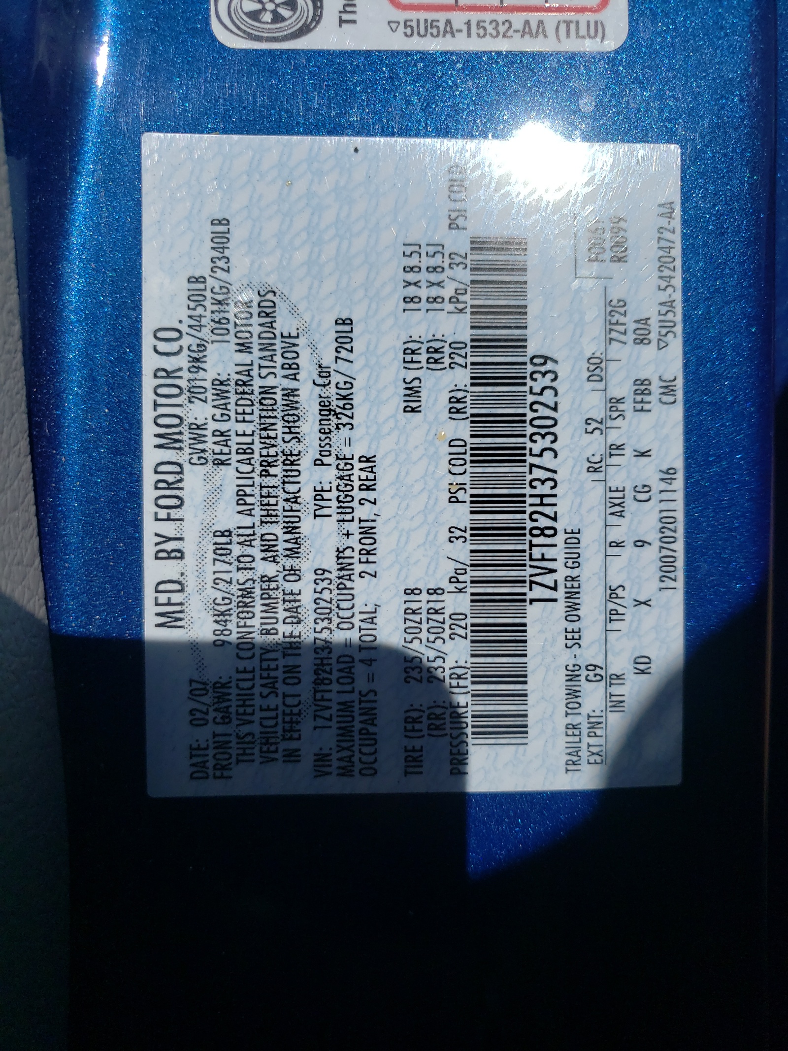 1ZVFT82H375302539 2007 Ford Mustang Gt