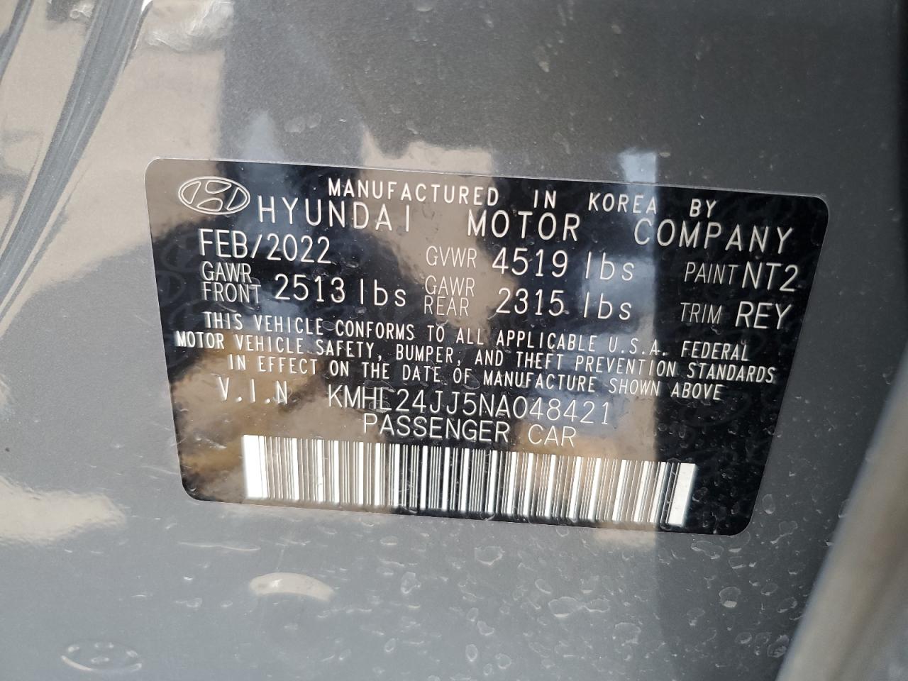 KMHL24JJ5NA048421 2022 Hyundai Sonata Hybrid