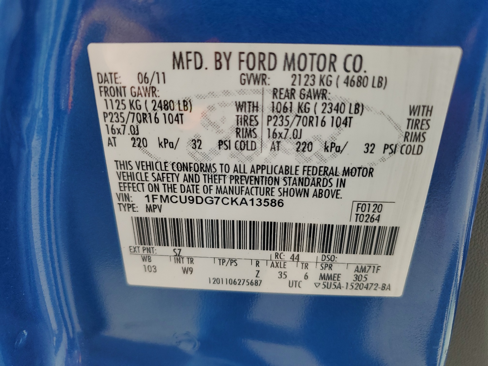 1FMCU9DG7CKA13586 2012 Ford Escape Xlt