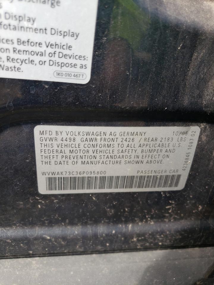 2006 Volkswagen Passat 2.0T VIN: WVWAK73C36P095800 Lot: 63404614