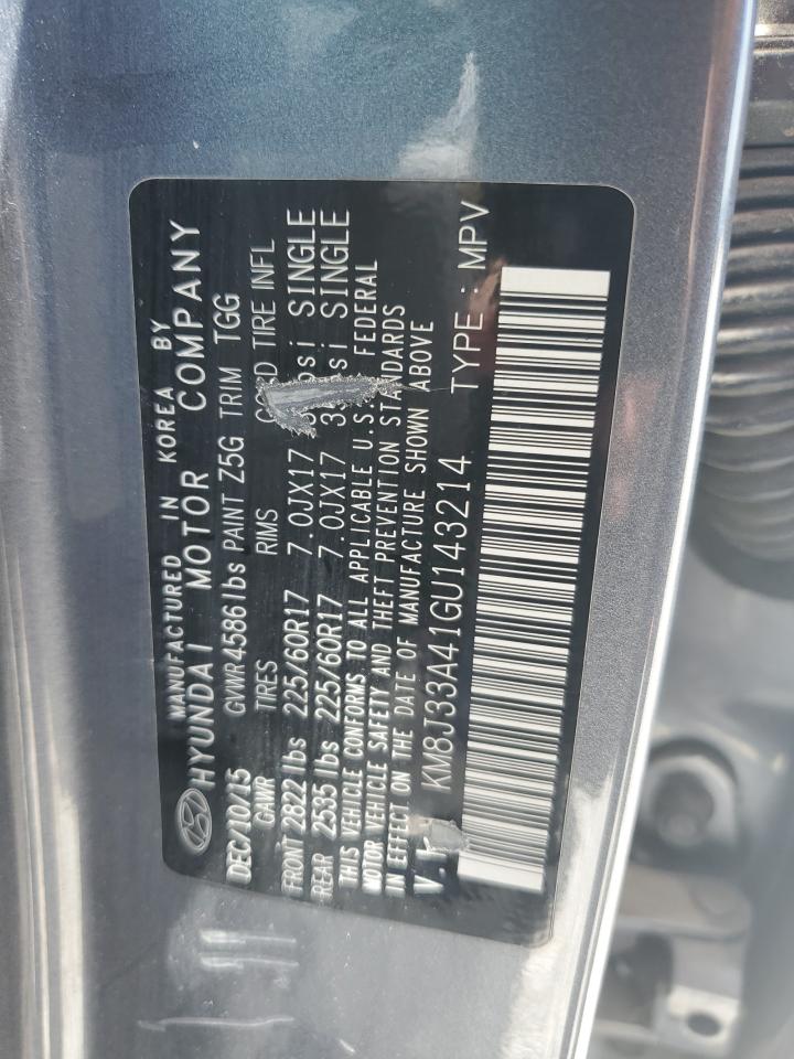 2016 Hyundai Tucson Limited VIN: KM8J33A41GU143214 Lot: 65108904