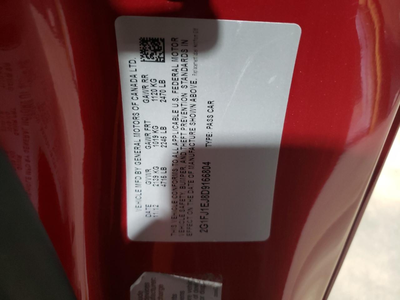 2013 Chevrolet Camaro Ss VIN: 2G1FJ1EJ8D9166804 Lot: 61888904