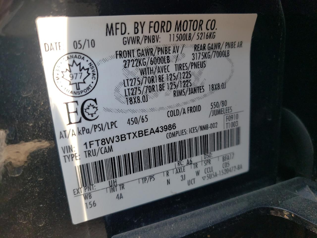 1FT8W3BTXBEA43986 2011 Ford F350 Super Duty