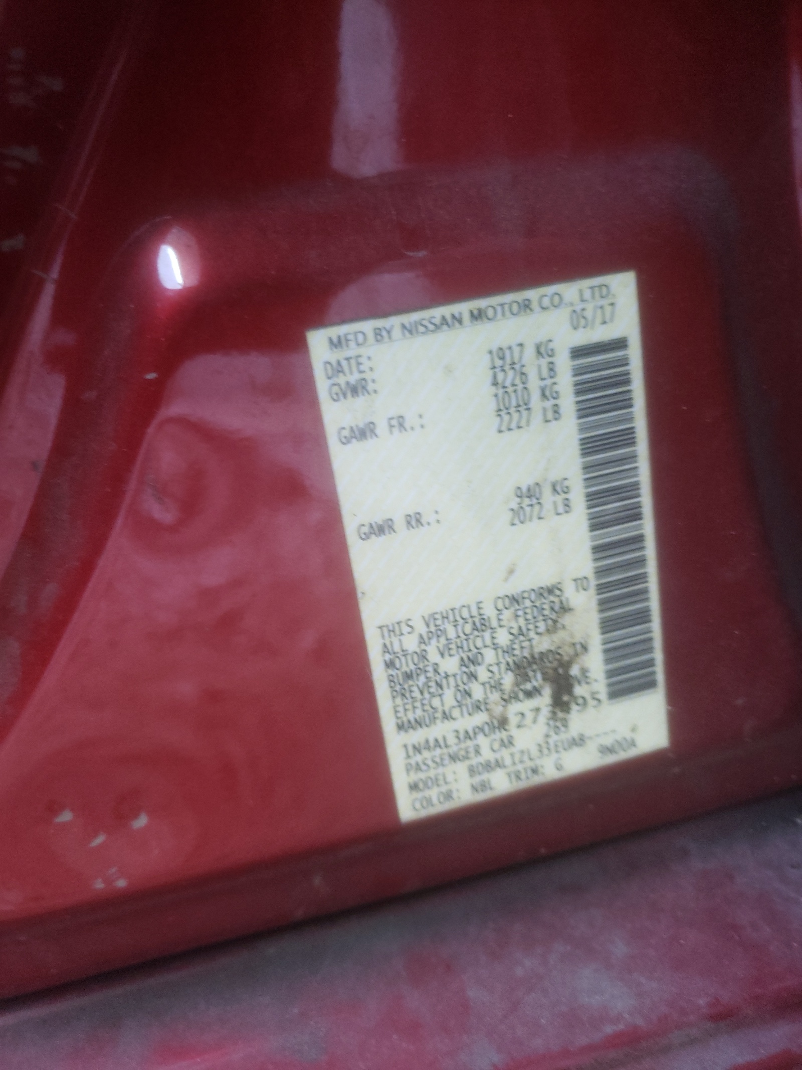 1N4AL3AP0HC273495 2017 Nissan Altima 2.5