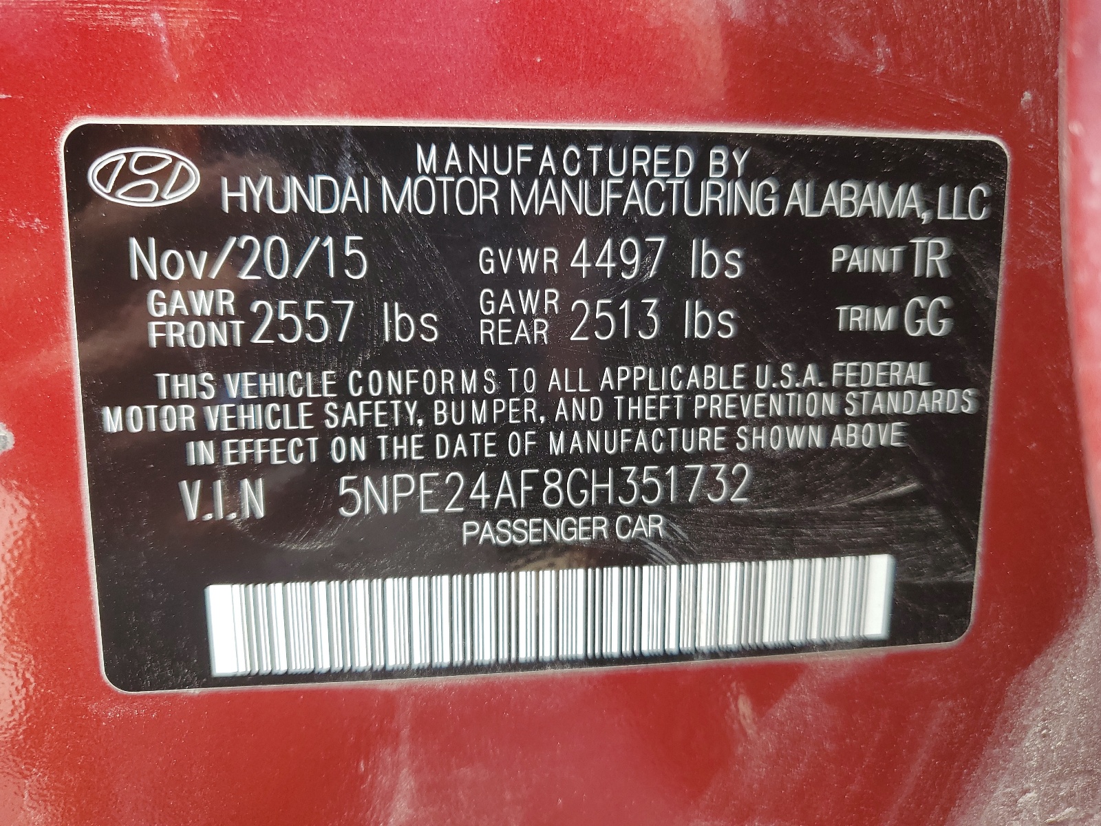 5NPE24AF8GH351732 2016 Hyundai Sonata Se