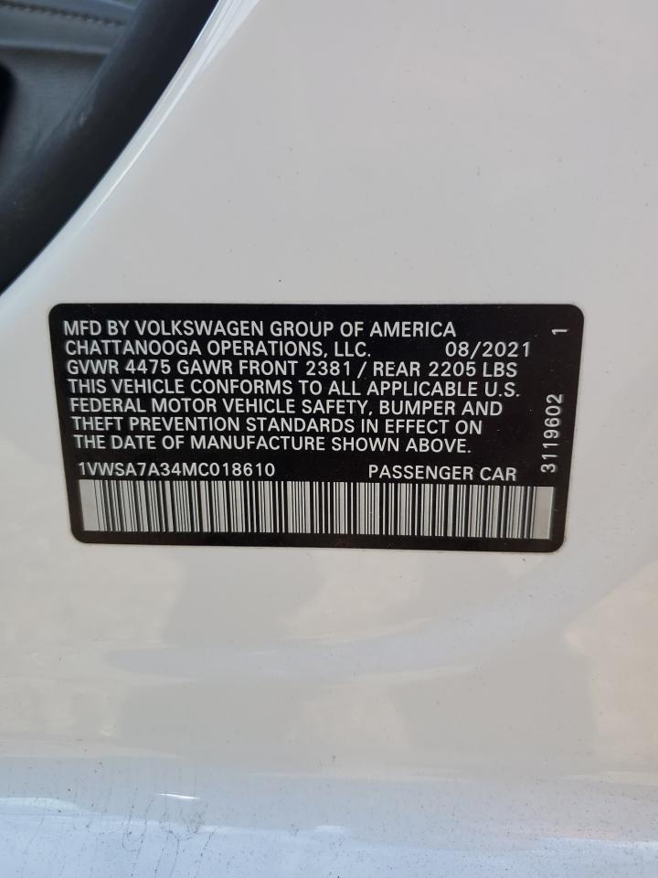 2021 Volkswagen Passat Se VIN: 1VWSA7A34MC018610 Lot: 61384634