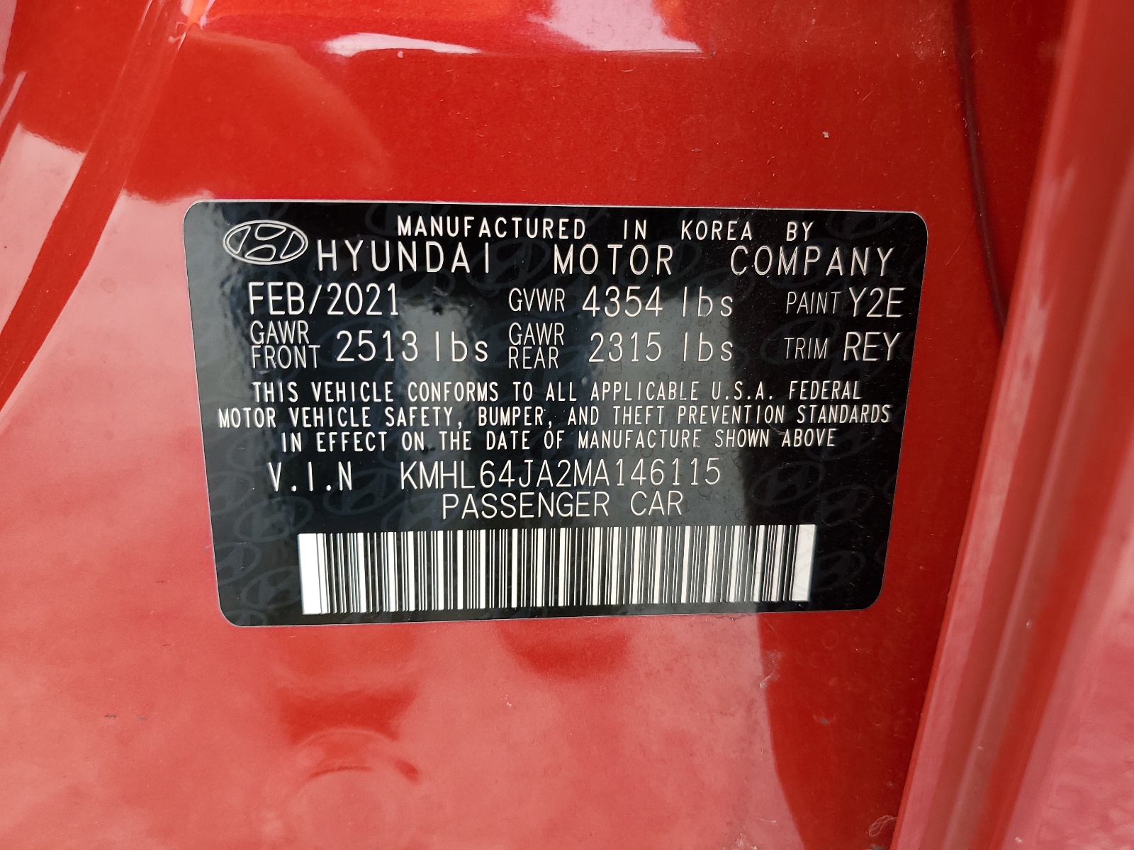 KMHL64JA2MA146115 2021 Hyundai Sonata Sel