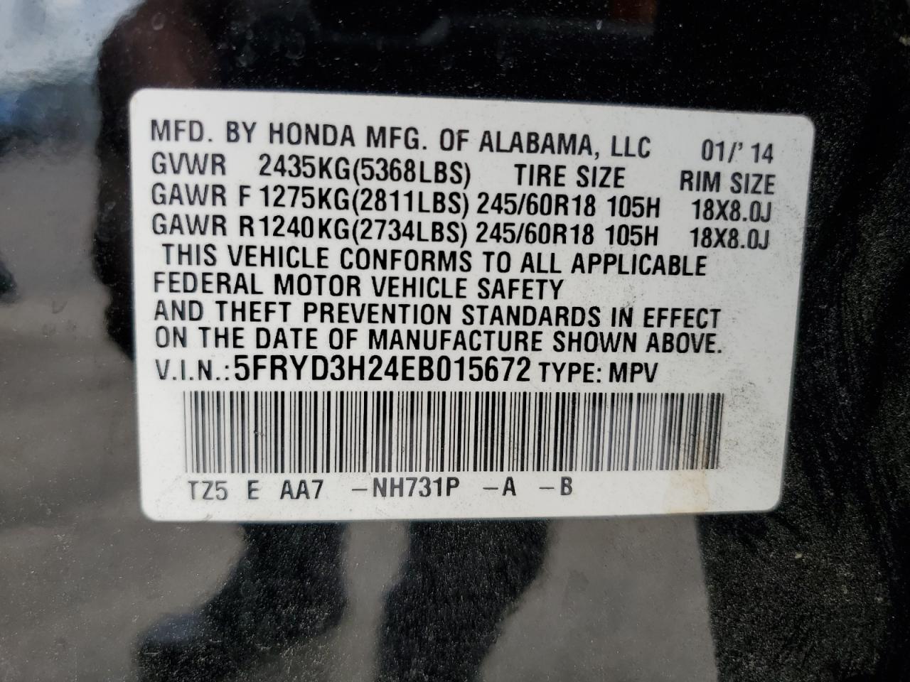 5FRYD3H24EB015672 2014 Acura Mdx