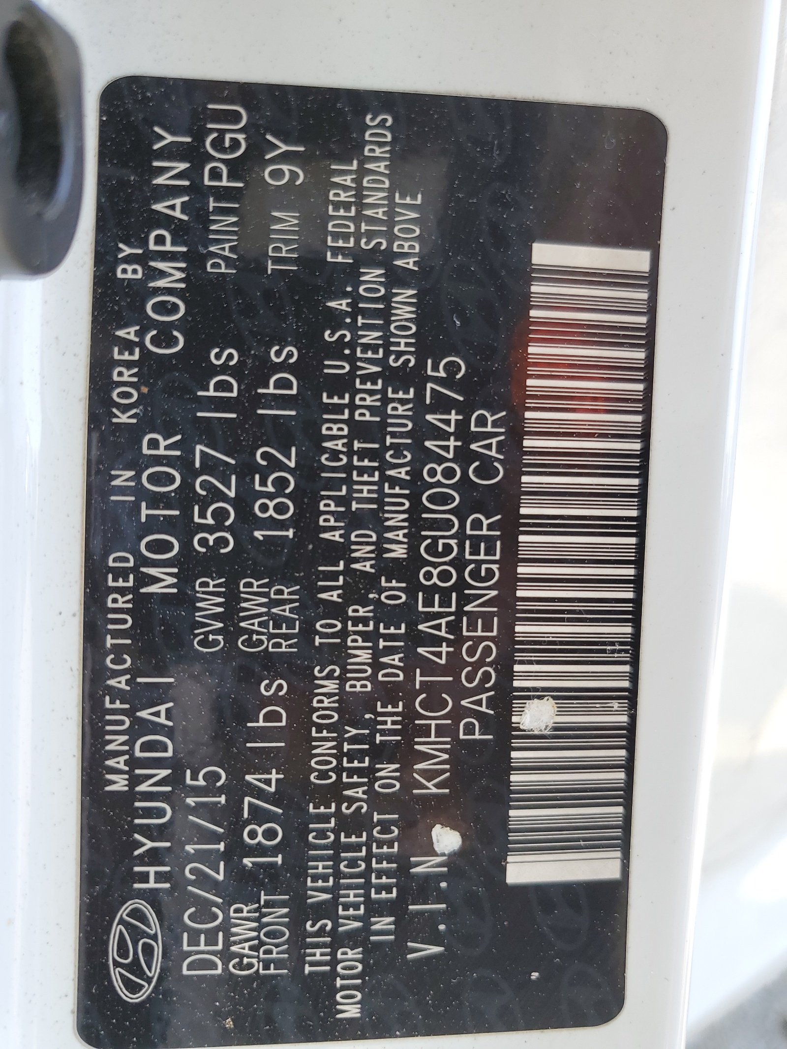 KMHCT4AE8GU084475 2016 Hyundai Accent Se