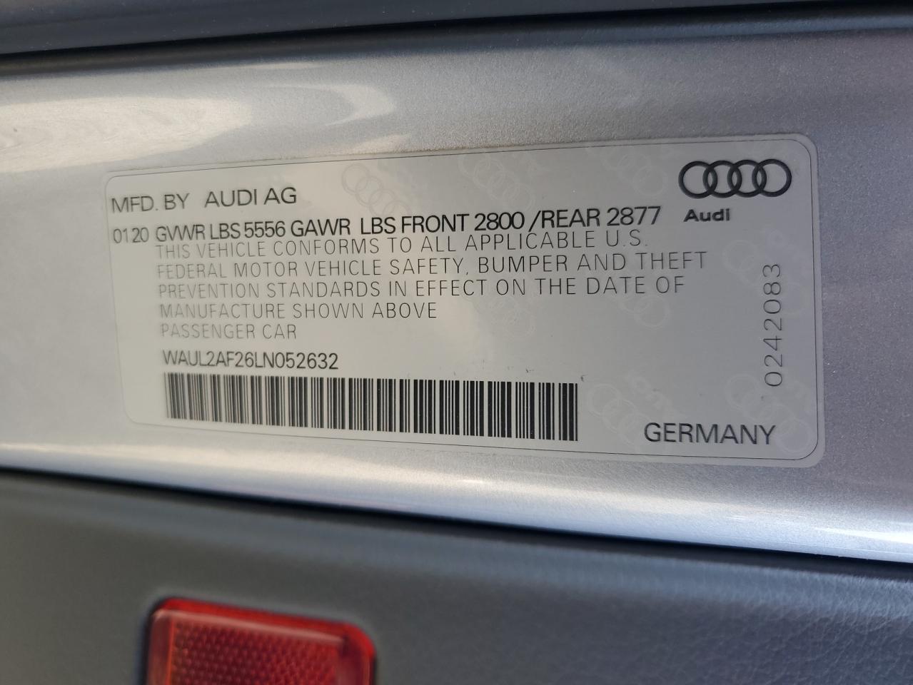 2020 Audi A6 Premium Plus VIN: WAUL2AF26LN052632 Lot: 64578774