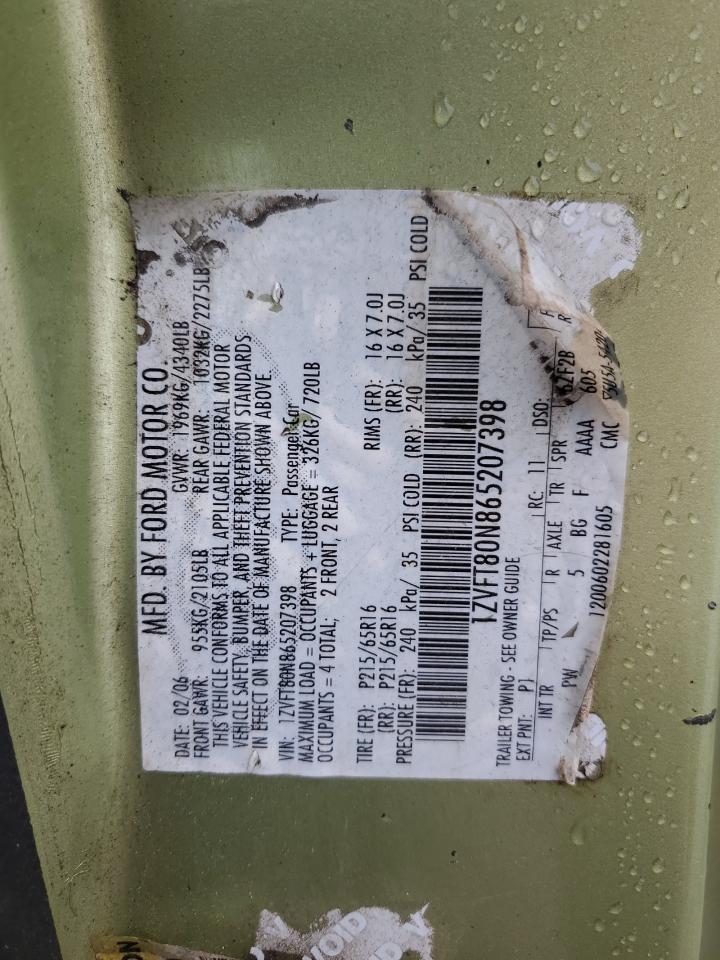 2006 Ford Mustang VIN: 1ZVFT80N865207398 Lot: 64780744