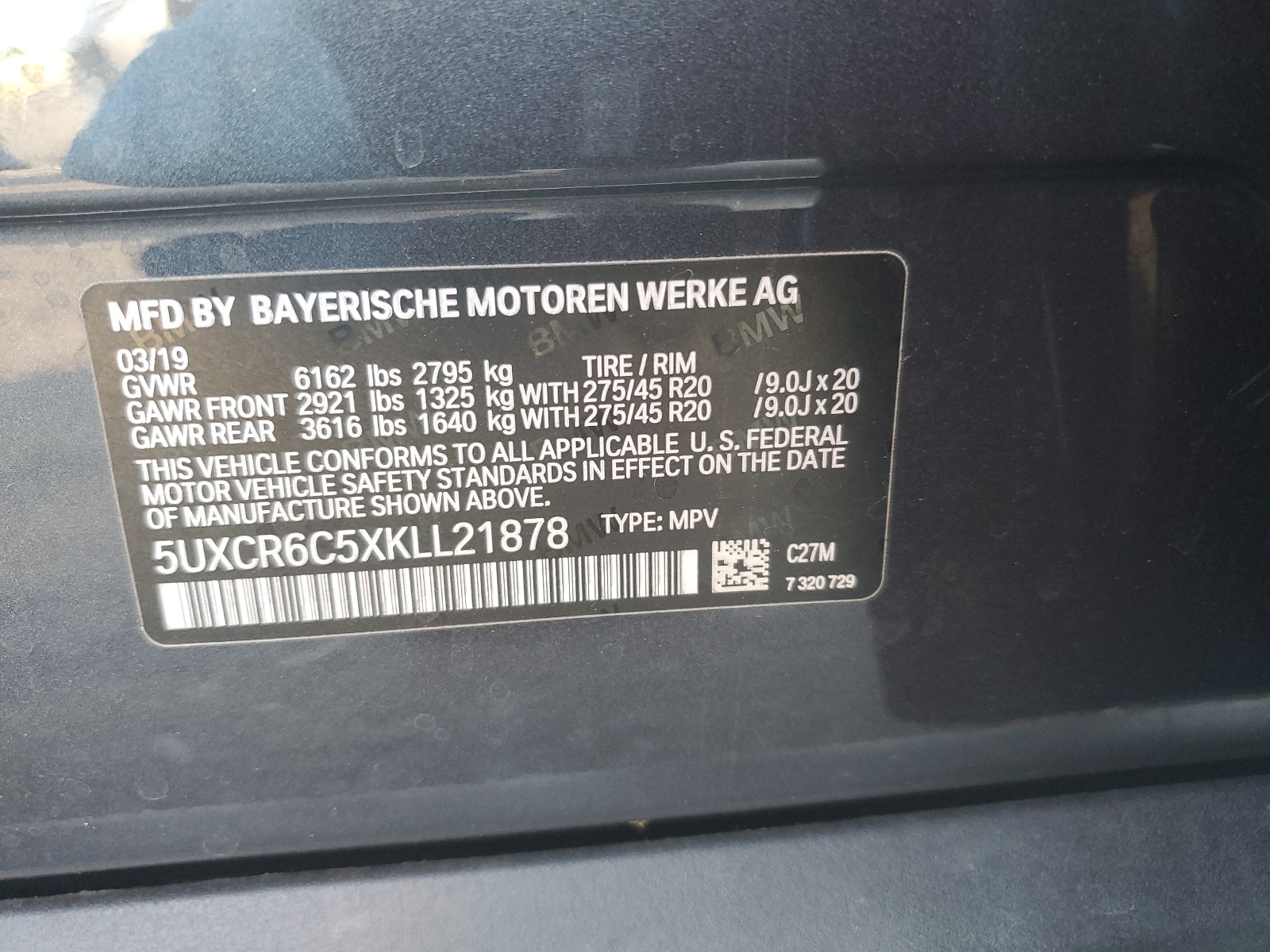 5UXCR6C5XKLL21878 2019 BMW X5 xDrive40I