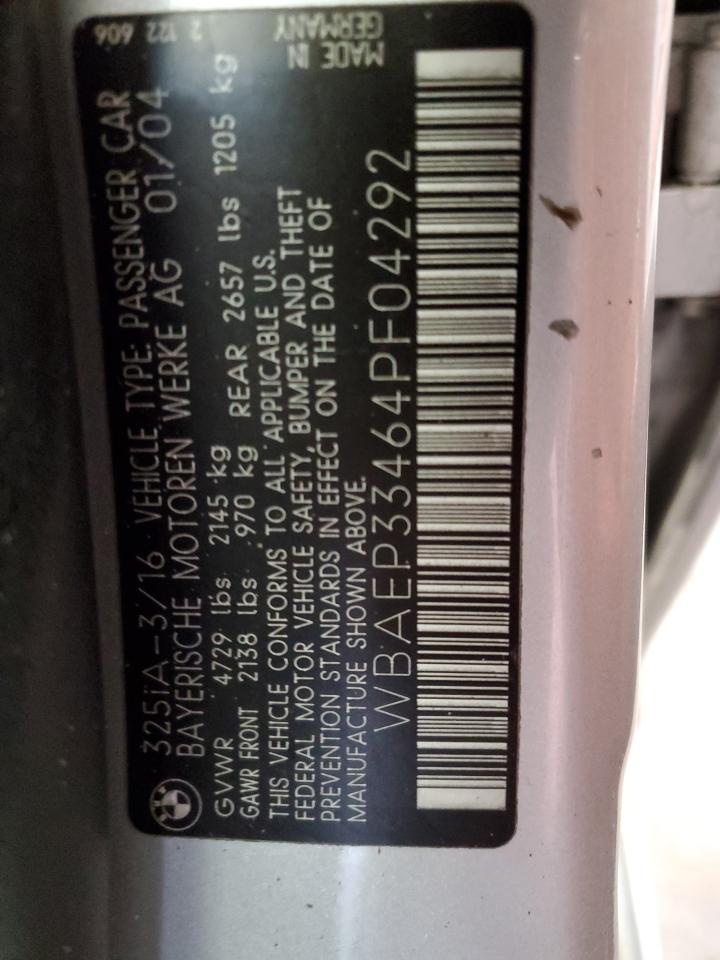 2004 BMW 325 Xit VIN: WBAEP33464PF04292 Lot: 62919114