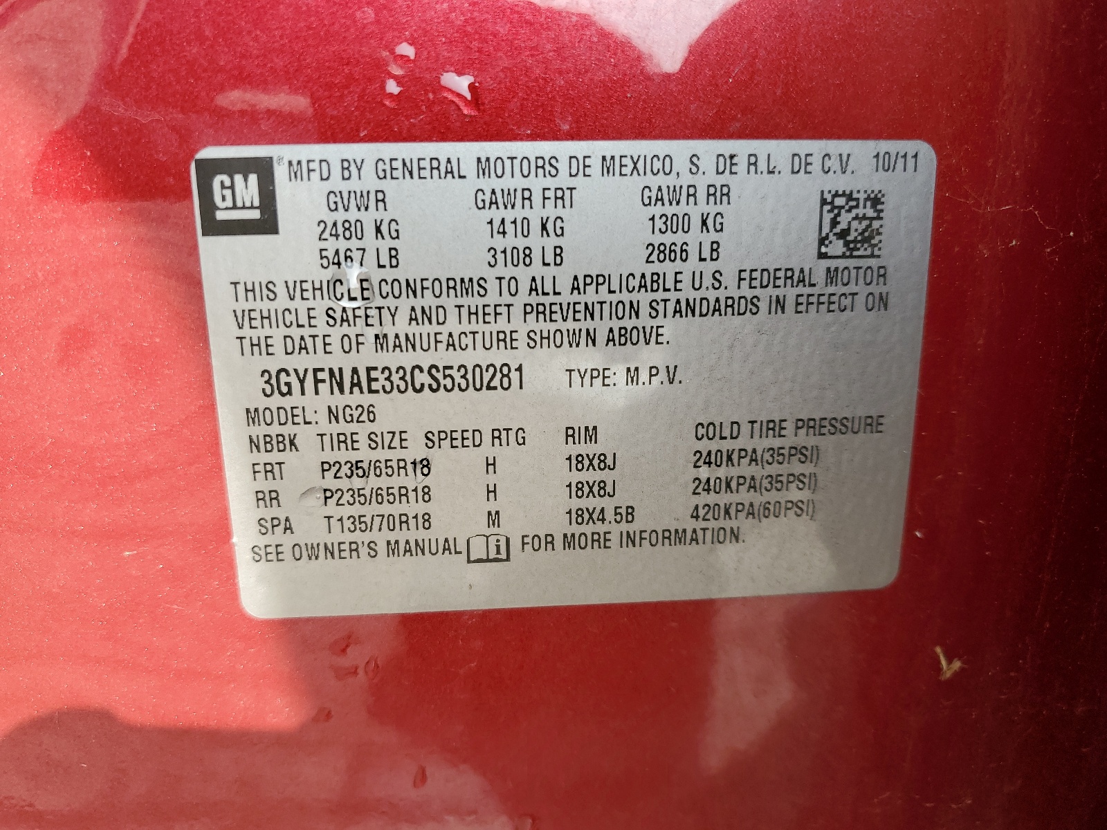 3GYFNAE33CS530281 2012 Cadillac Srx Luxury Collection