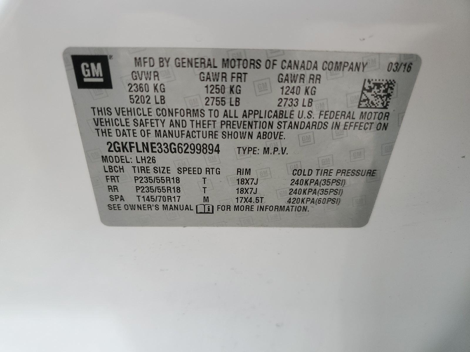 2GKFLNE33G6299894 2016 GMC Terrain Sle