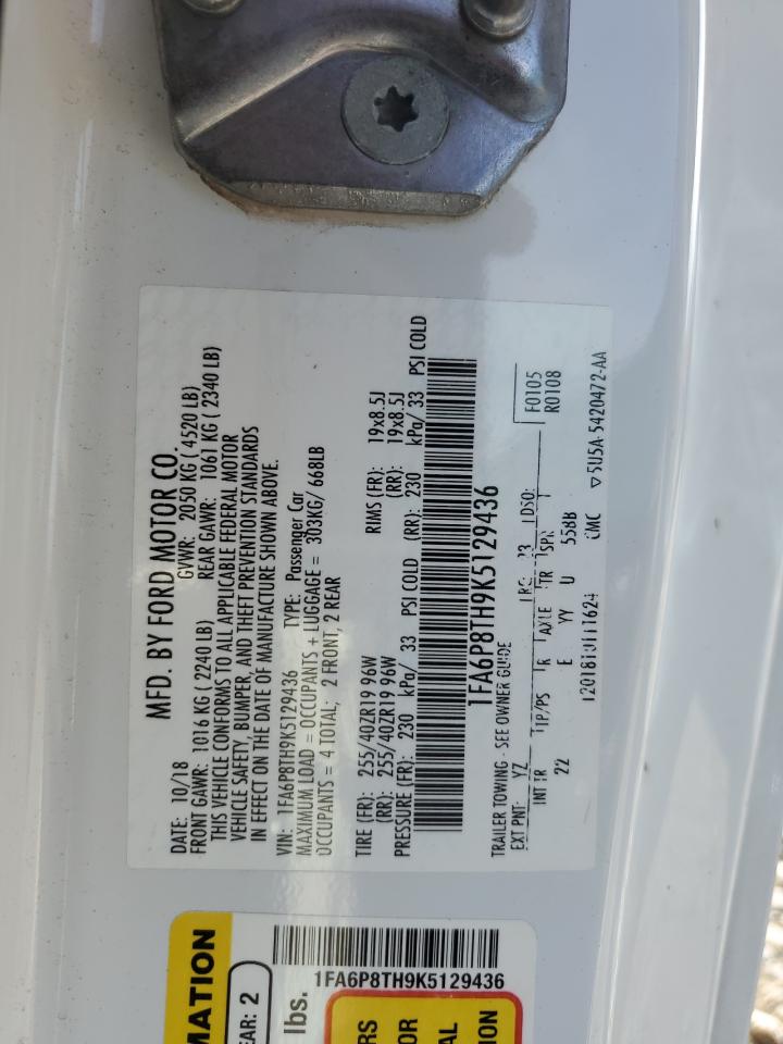 2019 Ford Mustang VIN: 1FA6P8TH9K5129436 Lot: 64938794