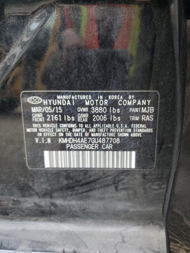 2016 Hyundai Elantra Se VIN: KMHDH4AE7GU487708 Lot: 65152764