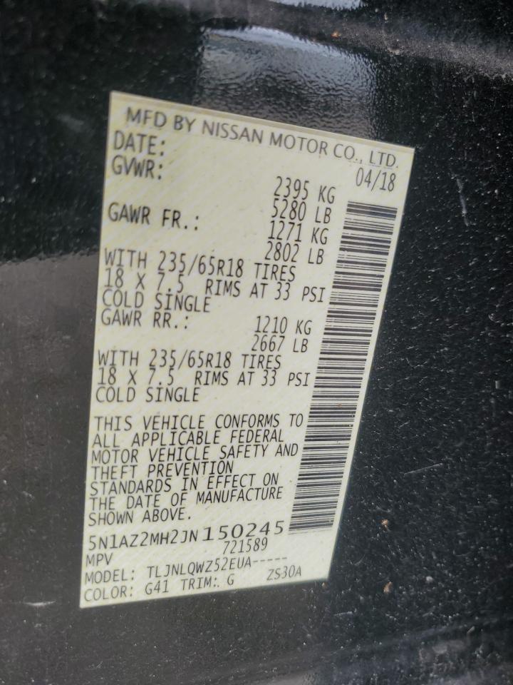 2018 Nissan Murano S VIN: 5N1AZ2MH2JN150245 Lot: 63788664