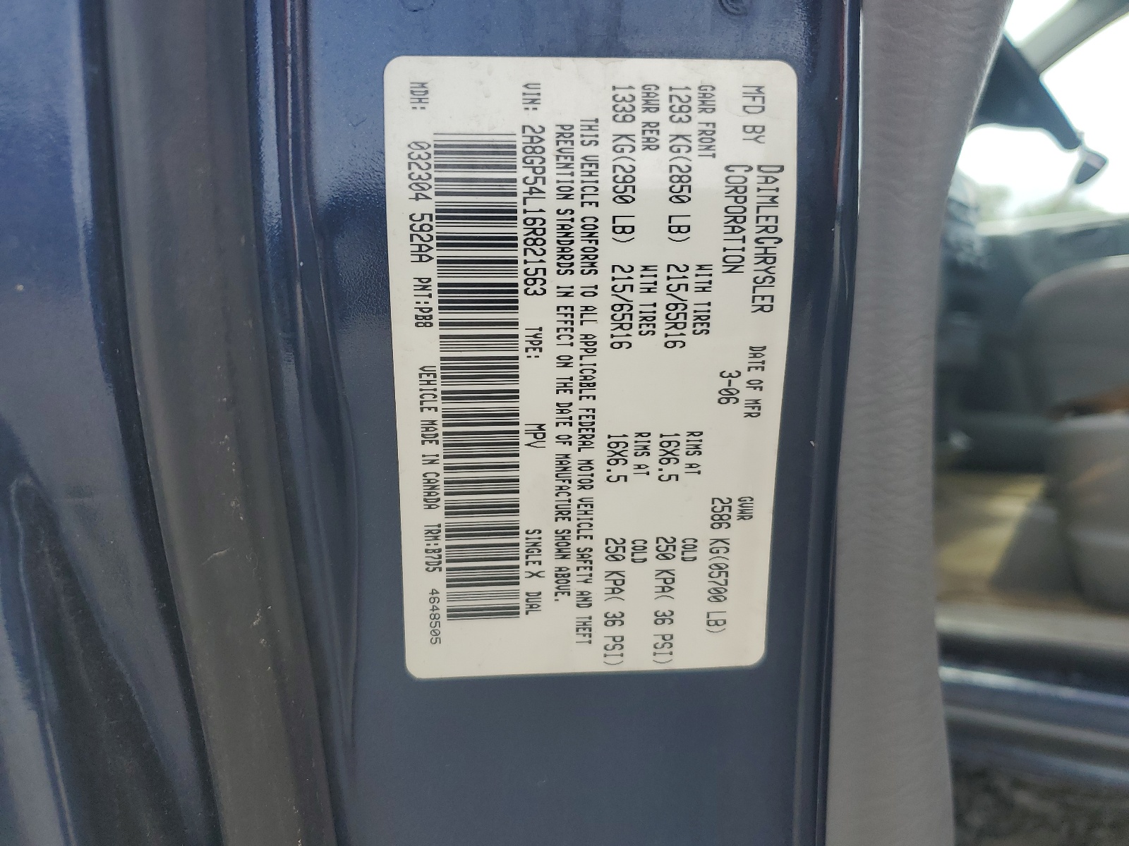 2A8GP54L16R821563 2006 Chrysler Town & Country Touring