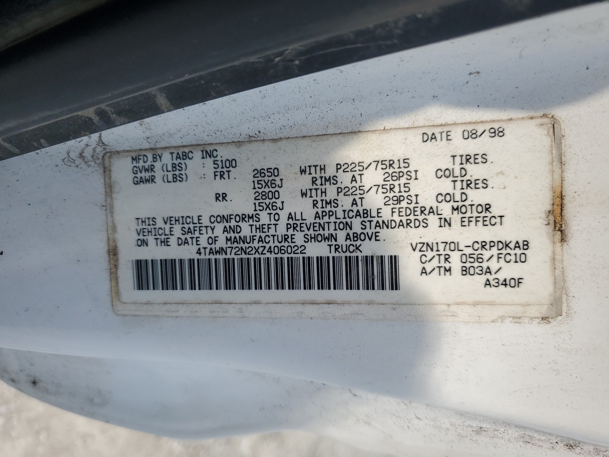 4TAWN72N2XZ406022 1999 Toyota Tacoma Xtracab