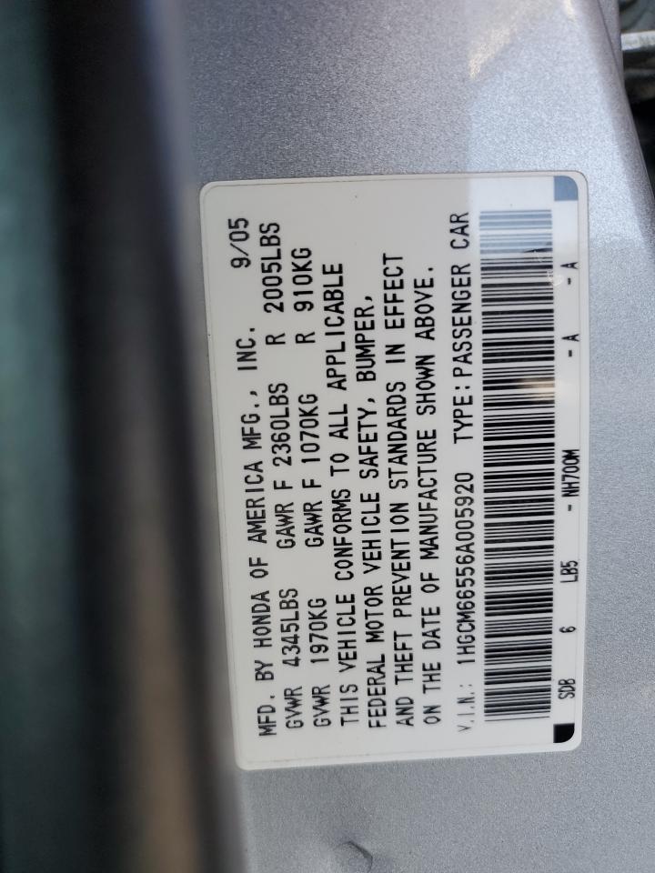 2006 Honda Accord Ex VIN: 1HGCM66556A005920 Lot: 62063174