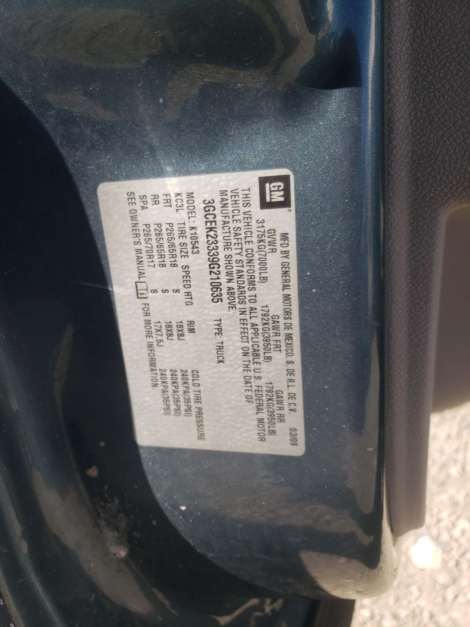 3GCEK23339G210635 2009 Chevrolet Silverado K1500 Lt