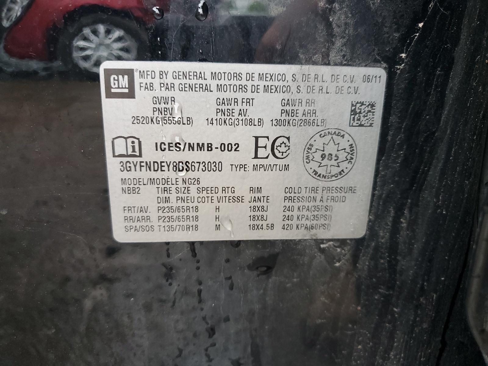 3GYFNDEY8BS673030 2011 Cadillac Srx Luxury Collection