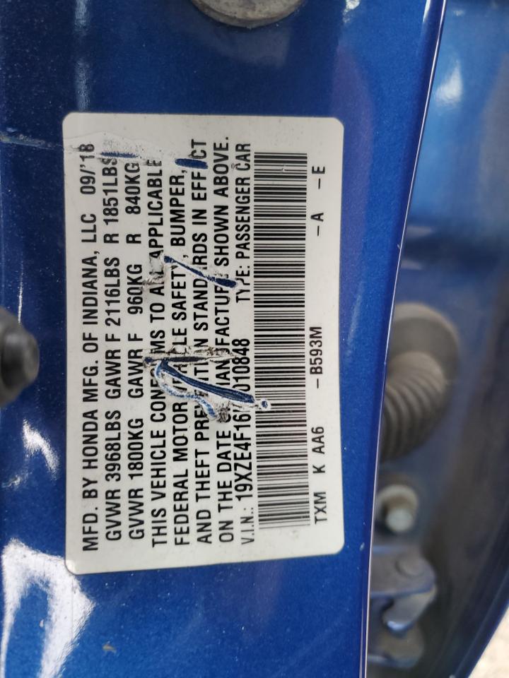 2019 Honda Insight Lx VIN: 19XZE4F16KE010848 Lot: 63819014