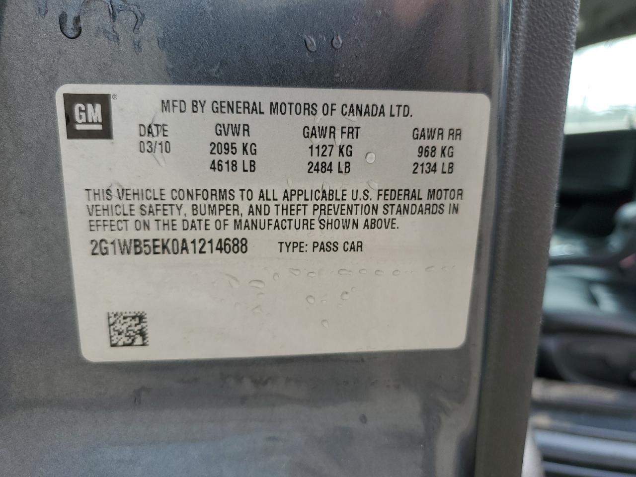 2010 Chevrolet Impala Lt VIN: 2G1WB5EK0A1214688 Lot: 63837644