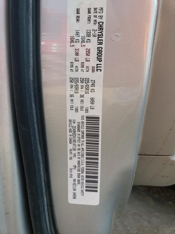 2010 Dodge Grand Caravan Sxt VIN: 2D4RN5DX1AR147130 Lot: 63718624