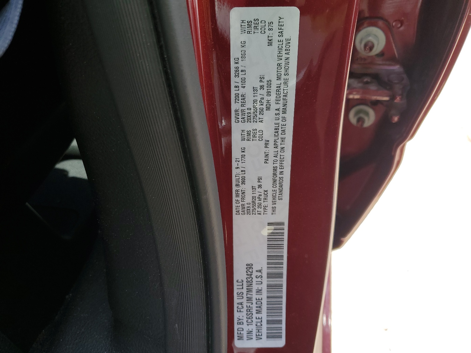 1C6SRFJM7MN834298 2021 Ram 1500 Laramie