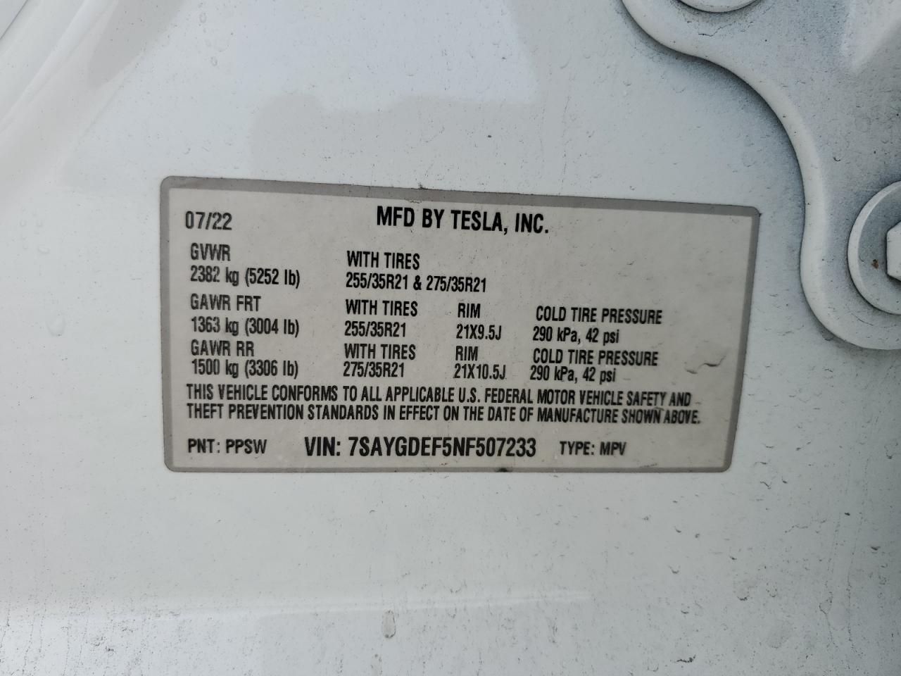 7SAYGDEF5NF507233 2022 TESLA MODEL Y - Image 15