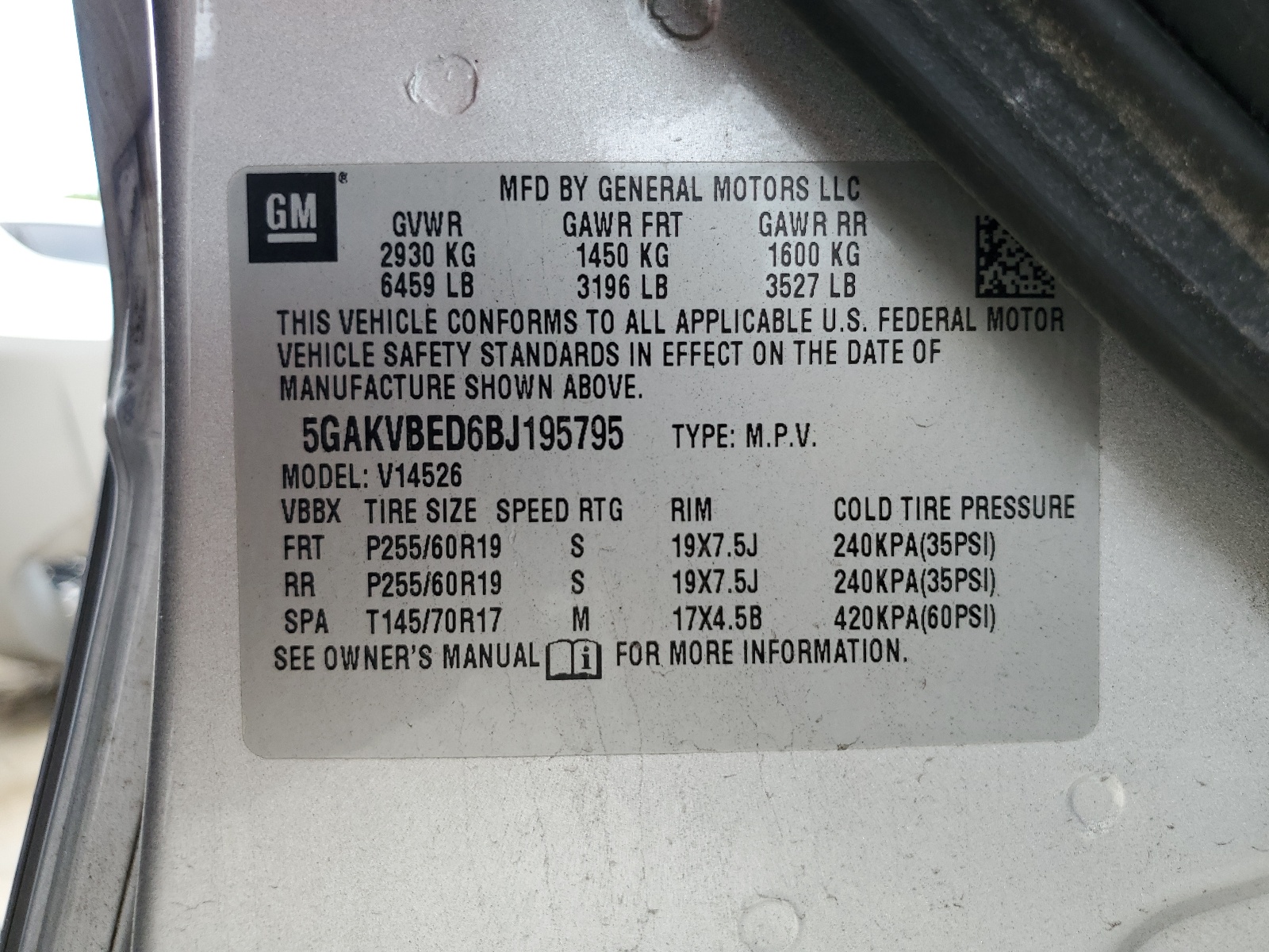 5GAKVBED6BJ195795 2011 Buick Enclave Cxl