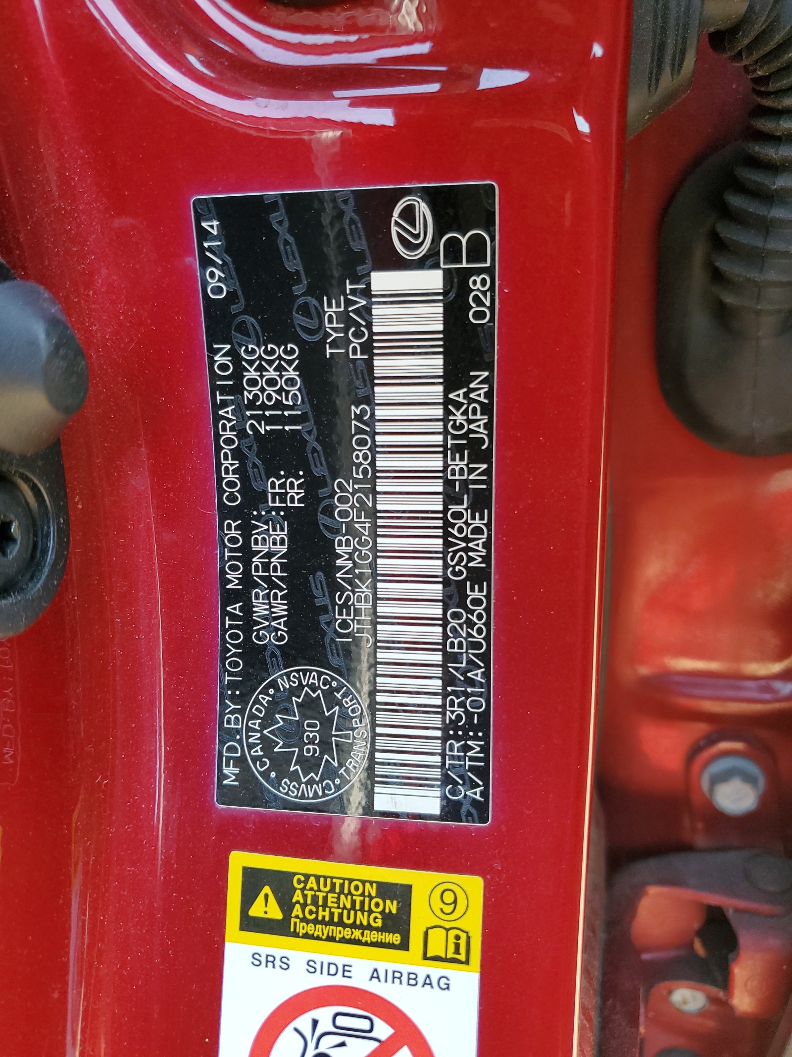 JTHBK1GG4F2158073 2015 Lexus Es 350