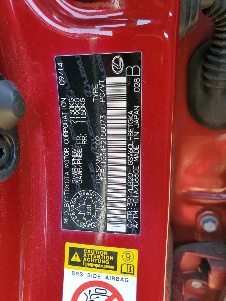 2015 Lexus Es 350 VIN: JTHBK1GG4F2158073 Lot: 62726254