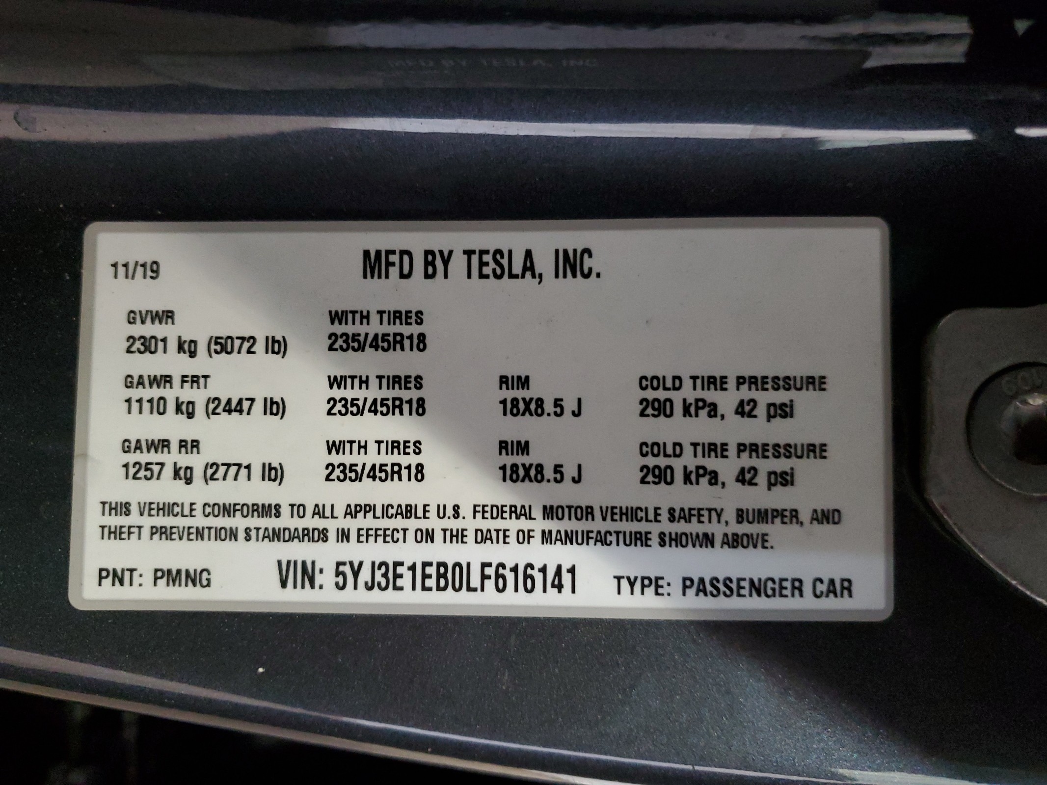 5YJ3E1EB0LF616141 2020 Tesla Model 3