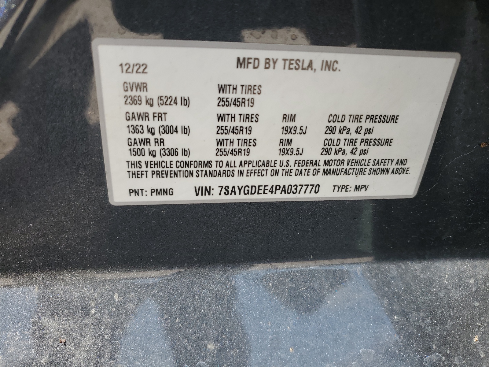 7SAYGDEE4PA037770 2023 Tesla Model Y