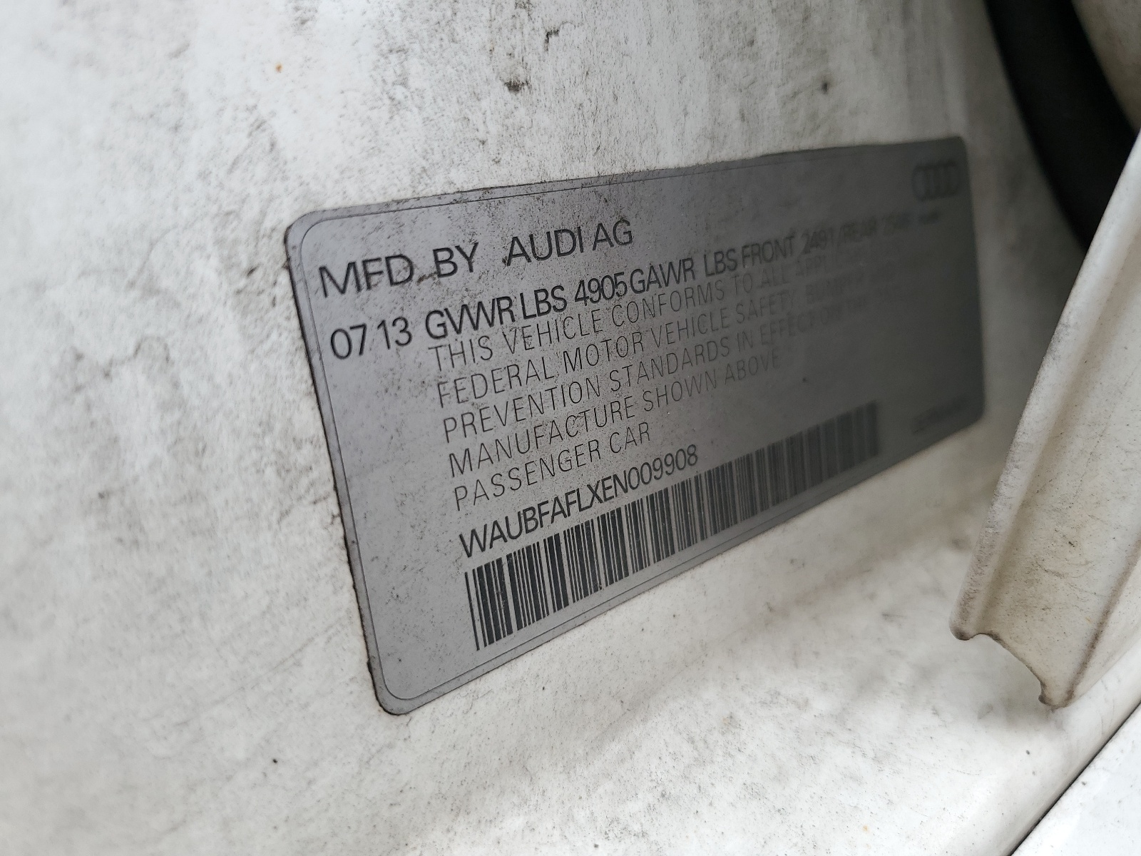 WAUBFAFLXEN009908 2014 Audi A4 Premium