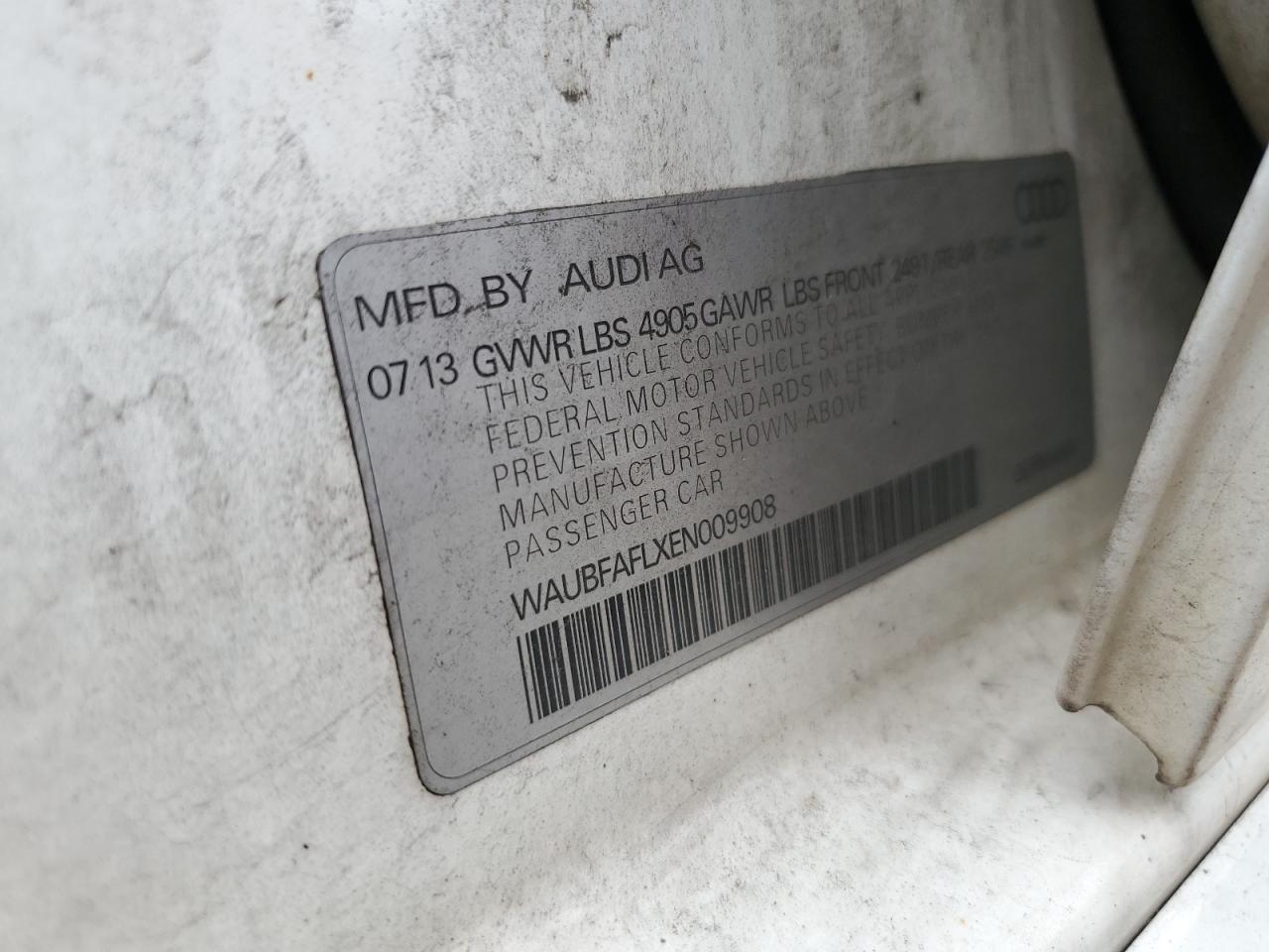 2014 Audi A4 Premium VIN: WAUBFAFLXEN009908 Lot: 64590404