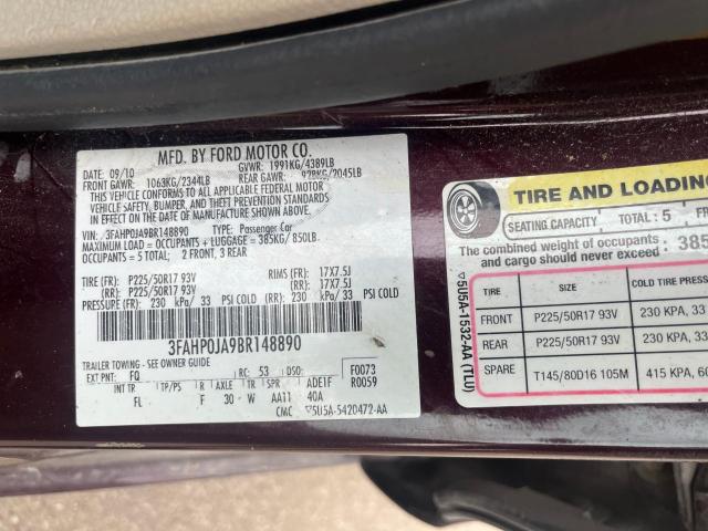 3FAHP0JA9BR148890 2011 Ford Fusion Sel