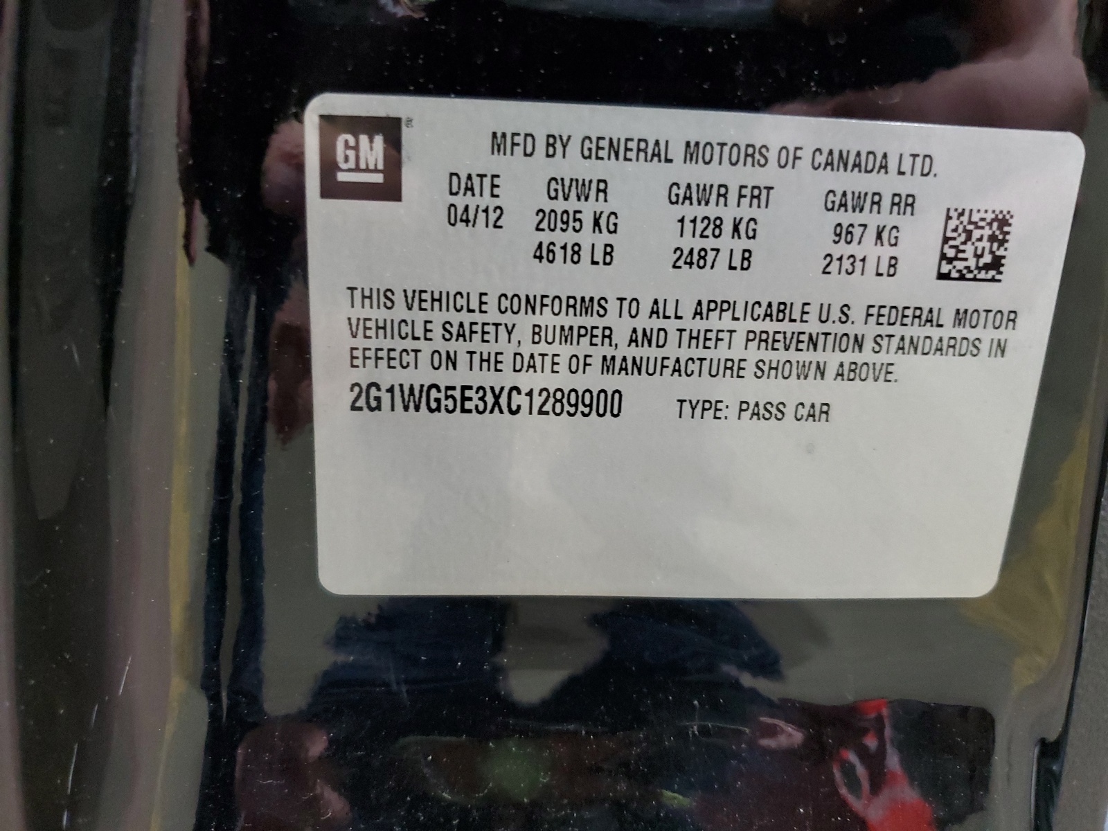 2G1WG5E3XC1289900 2012 Chevrolet Impala Lt